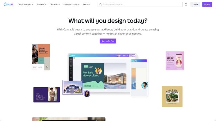 Canva homepage